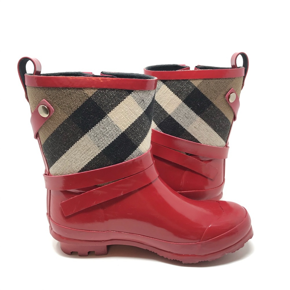 Burberry Kids Red Nova Check Rain boots Size 33 2 - Picture 6 of 8